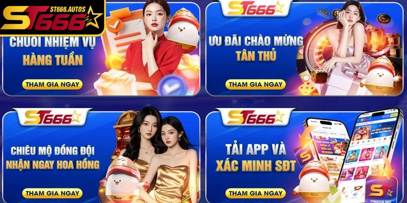Vô vàn phần quà hấp dẫn đang chờ đón bạn ngay sau khi đăng ký ST666 thành công