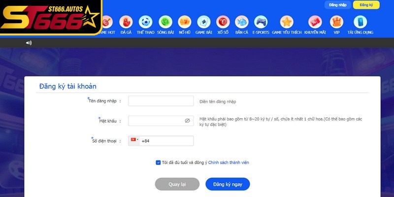 Hướng dẫn newbie đăng ký ST666 để giải trí ngay