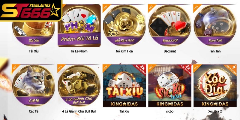 Hạng mục game bài đổi thưởng quy tụ những trò chơi quen thuộc với anh em